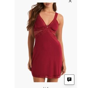 Adore Me Rio Red Lace Trim Slip Dress Chemise Plus Size 3X AJL-SL-13289